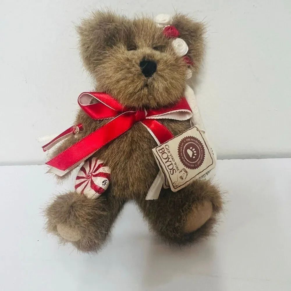 Boyd's Bears NWT Candy Peppermint Teddy Bear Christmas Holiday Ornament